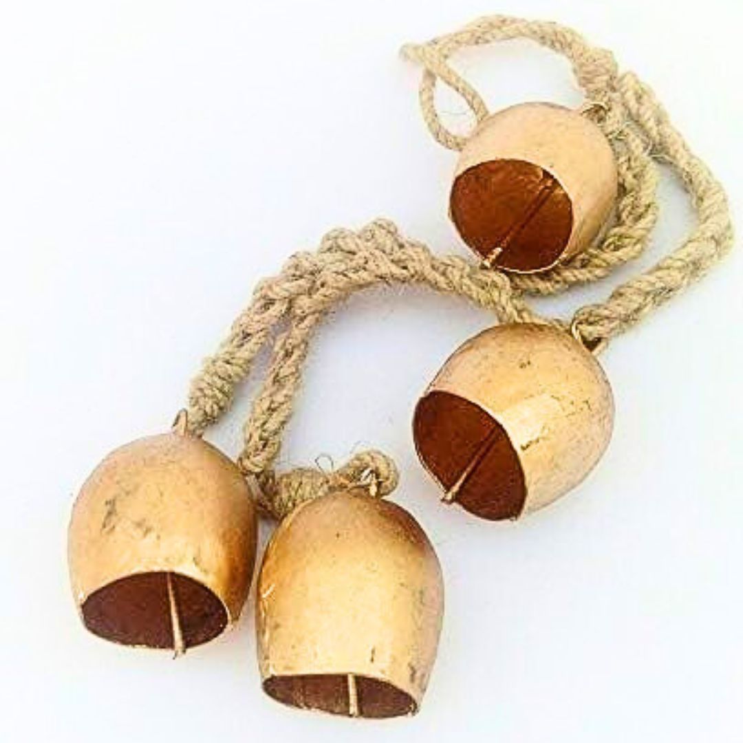 Boho witch bells brass with rope