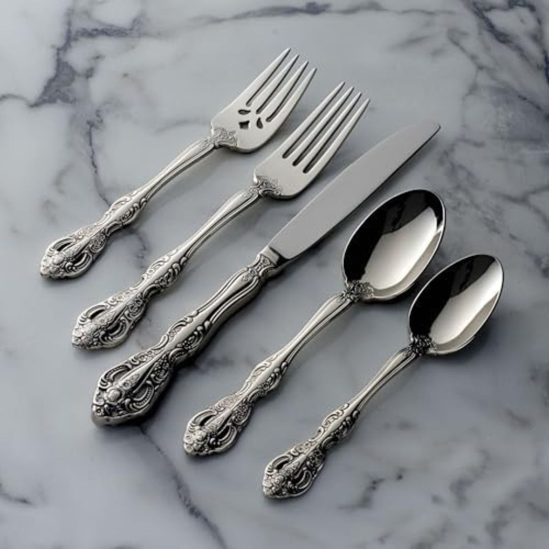 Gothic party cutlery witchy theme Gothic baroque steel cutlery set for a witchy party theme