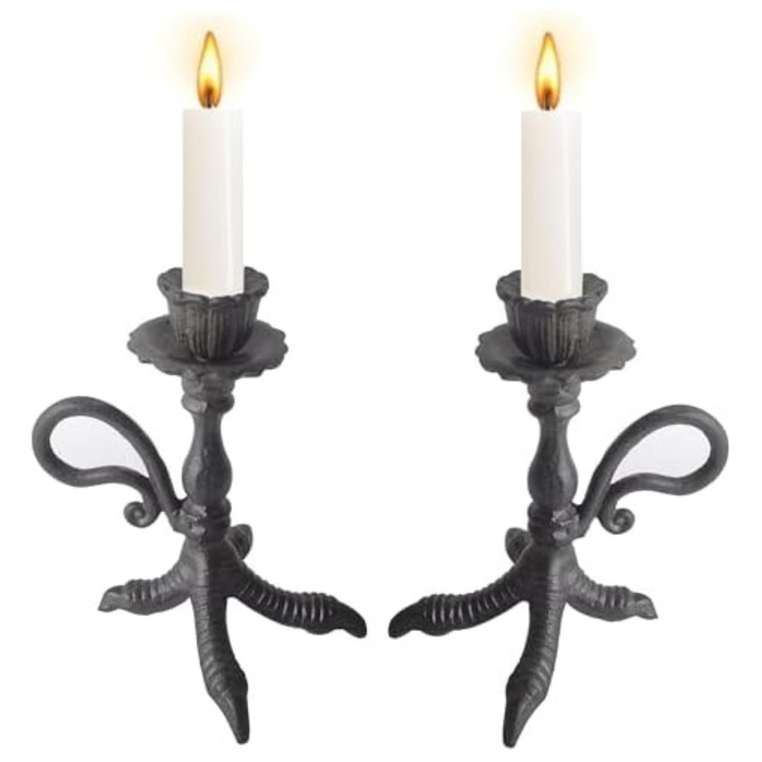claw foor candle holders witchy party theme Gothic style Claw foot candle holders