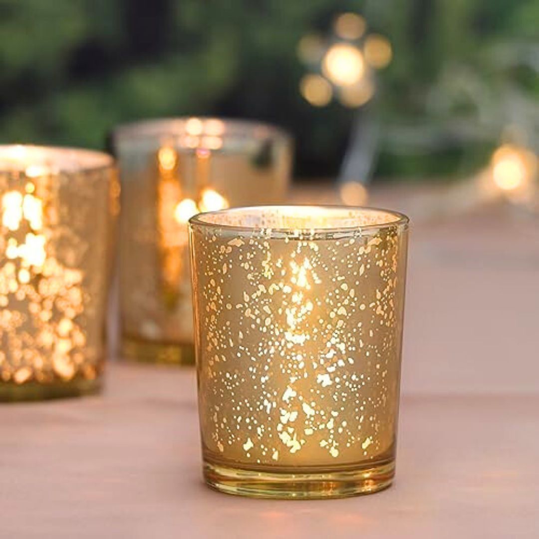 Golden votive candle holders witchy party idea Golden votive candle holders witchy party idea