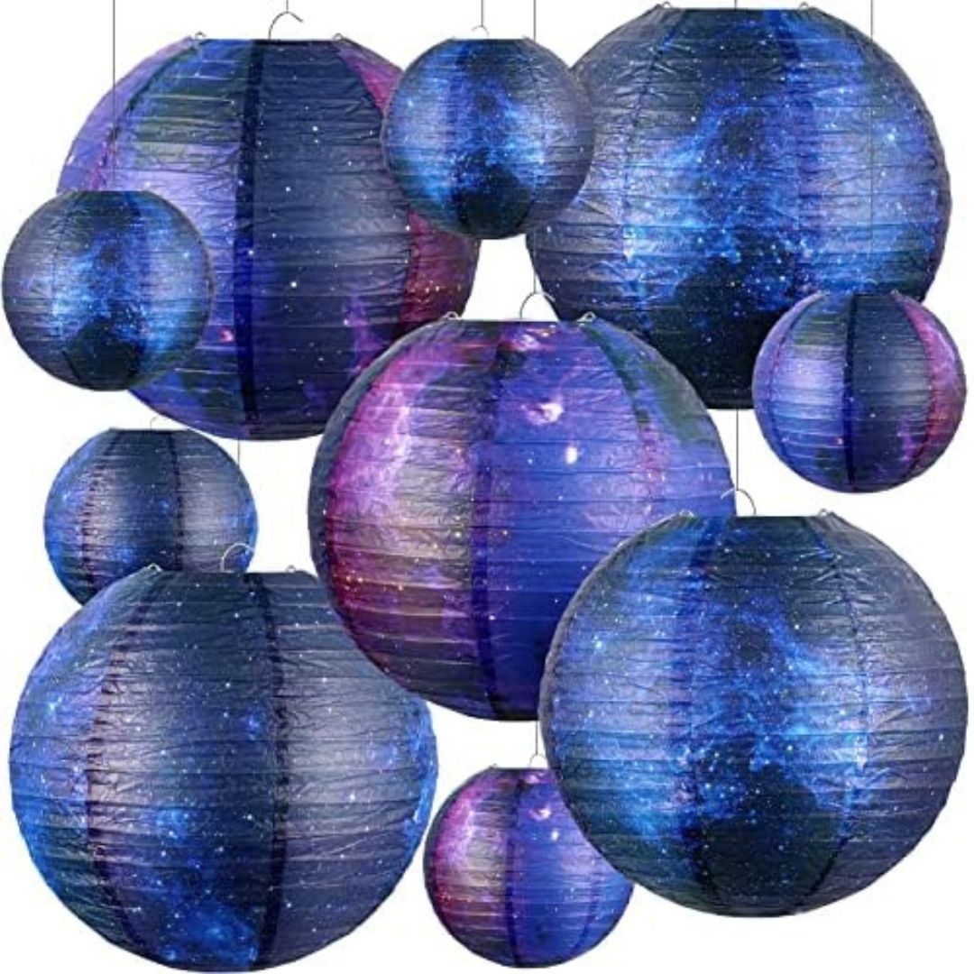 Galaxy paper lanterns witchy mystical party theme decor idea Galaxy paper lanterns witchy mystical party theme decor idea