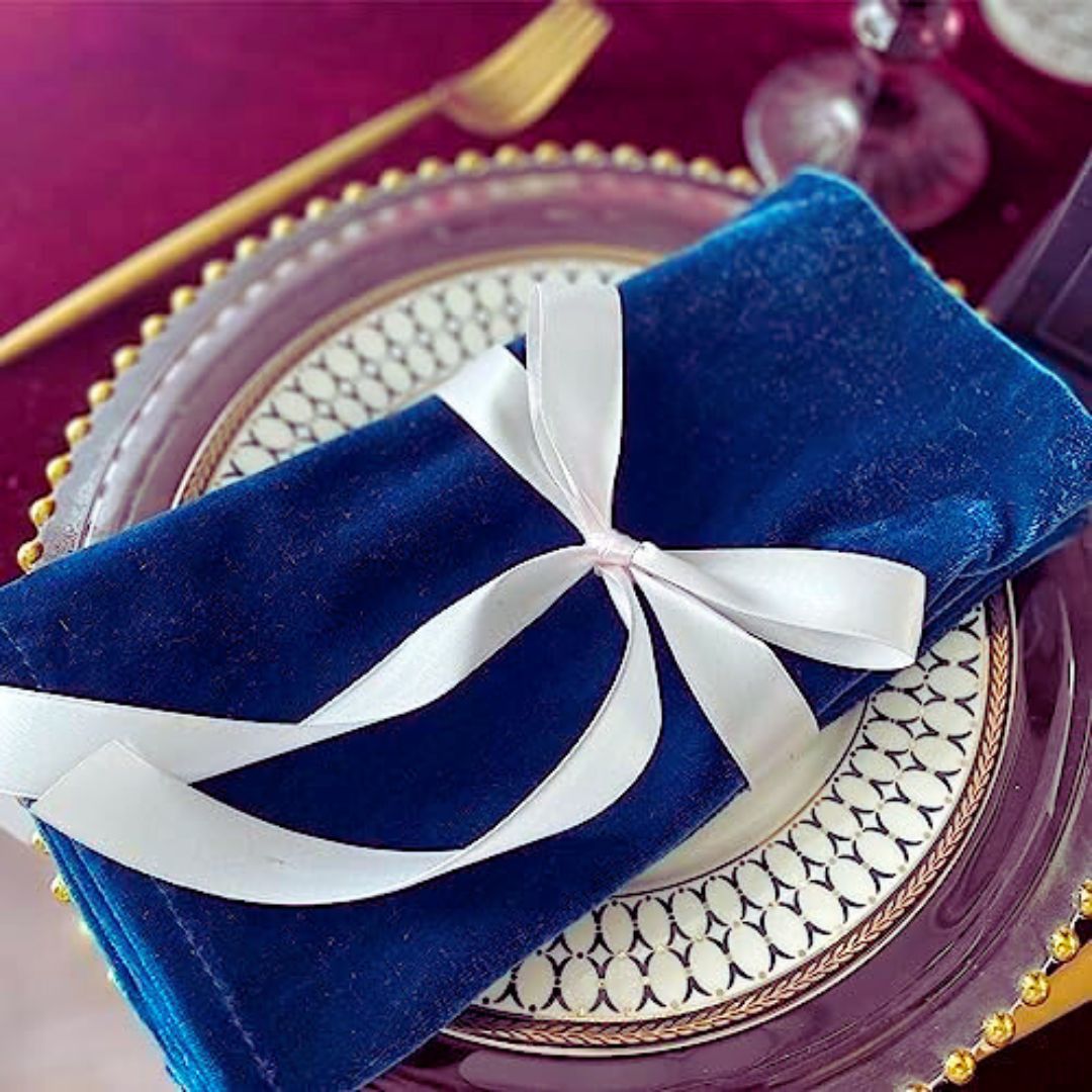 Peacock blue velvet napkin witchy dinner party decoration Peacock blue velvet napkin witchy dinner party decoration accessory