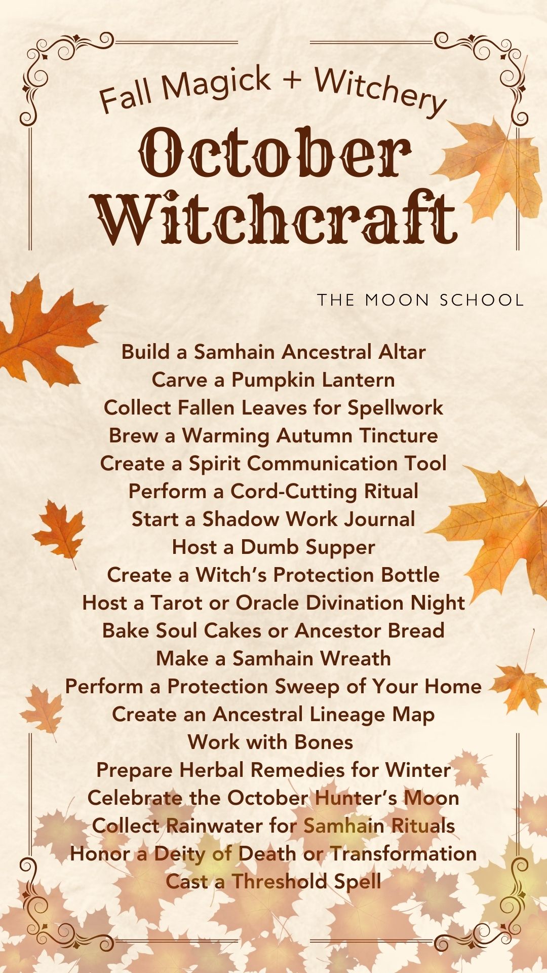 October witchcraft spells magick samhain season fall rituals Book of shadows witch spell book guide to october witchcraft