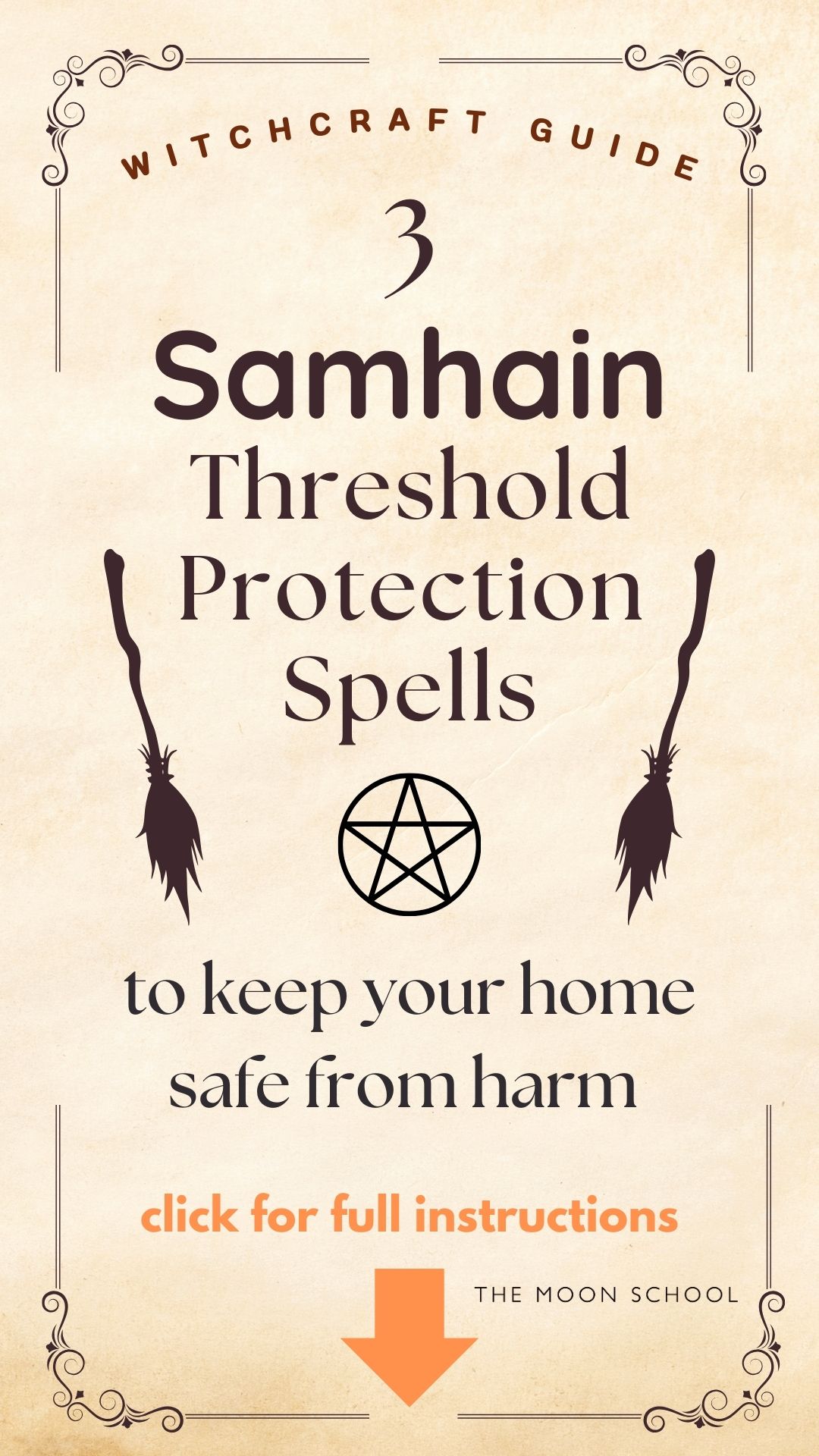 Witch spell book page for October showing 3 threshold spells for October and Samhain