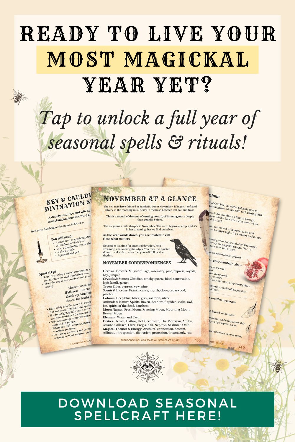 witch book of spells aesthetic for a seasonal book of shadows