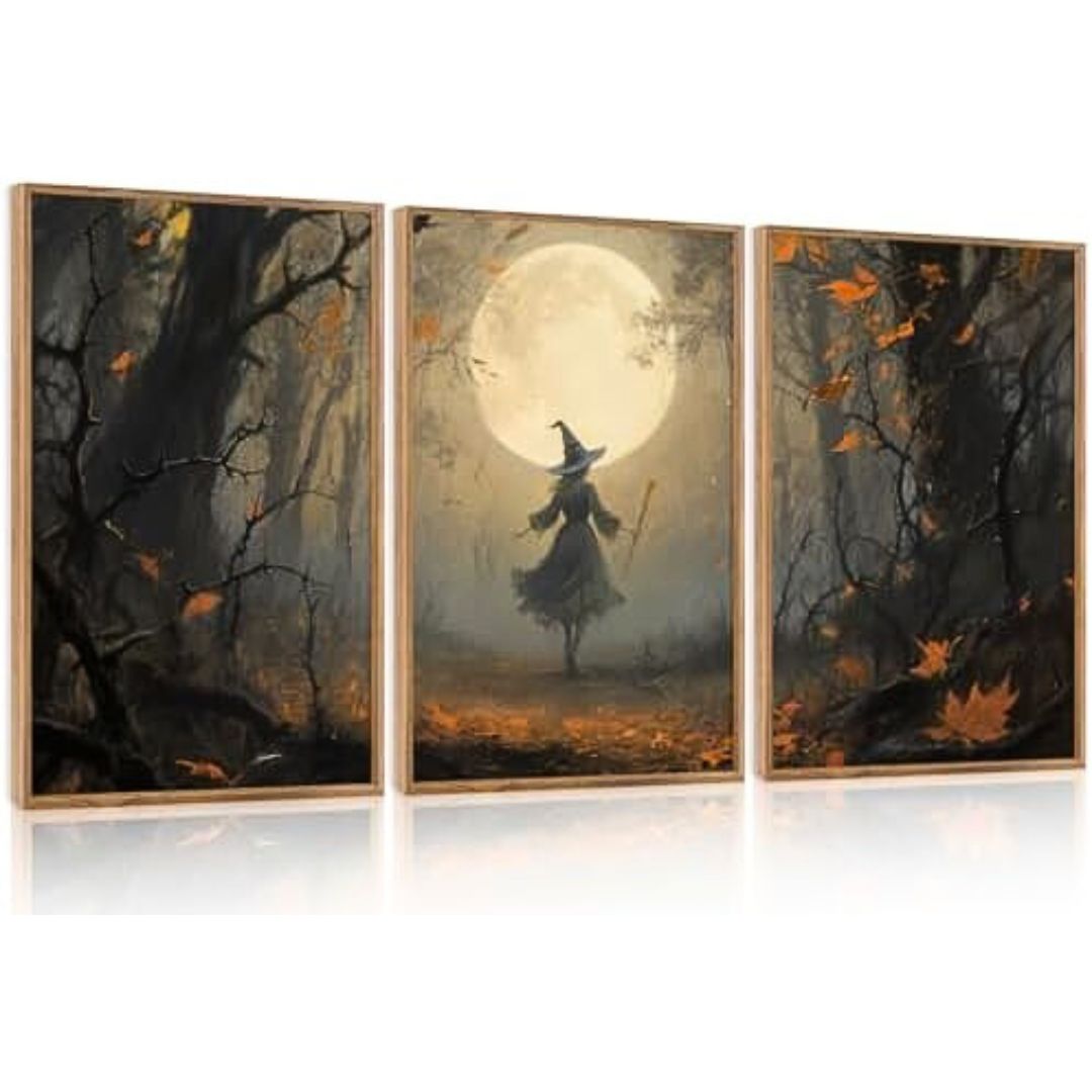 witch in full moon art print witchy gift idea