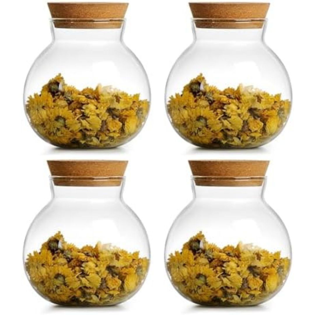 17 Oz spherical glass tea jars